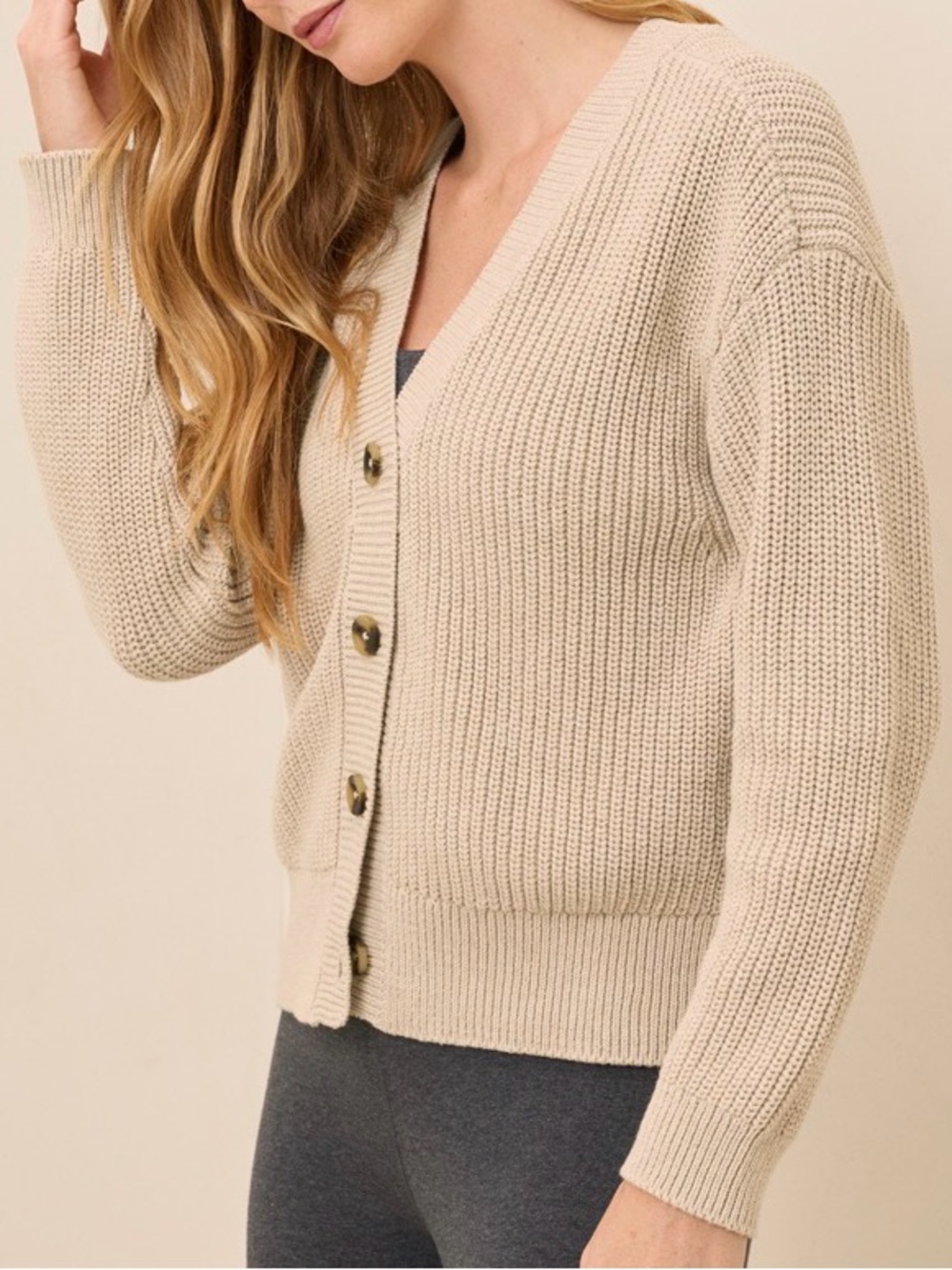 Pact Organic Cotton Chunky Knit V-Neck Cardigan Sweater